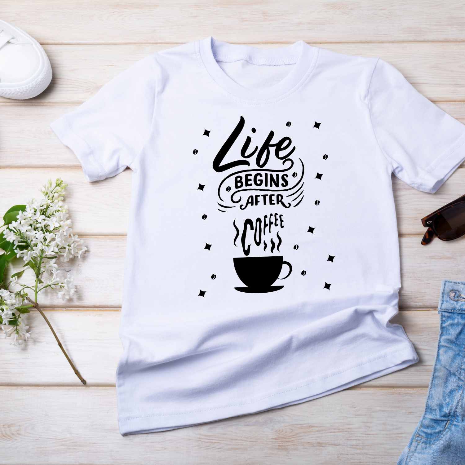 Life Begins after Coffee T-shirt Design