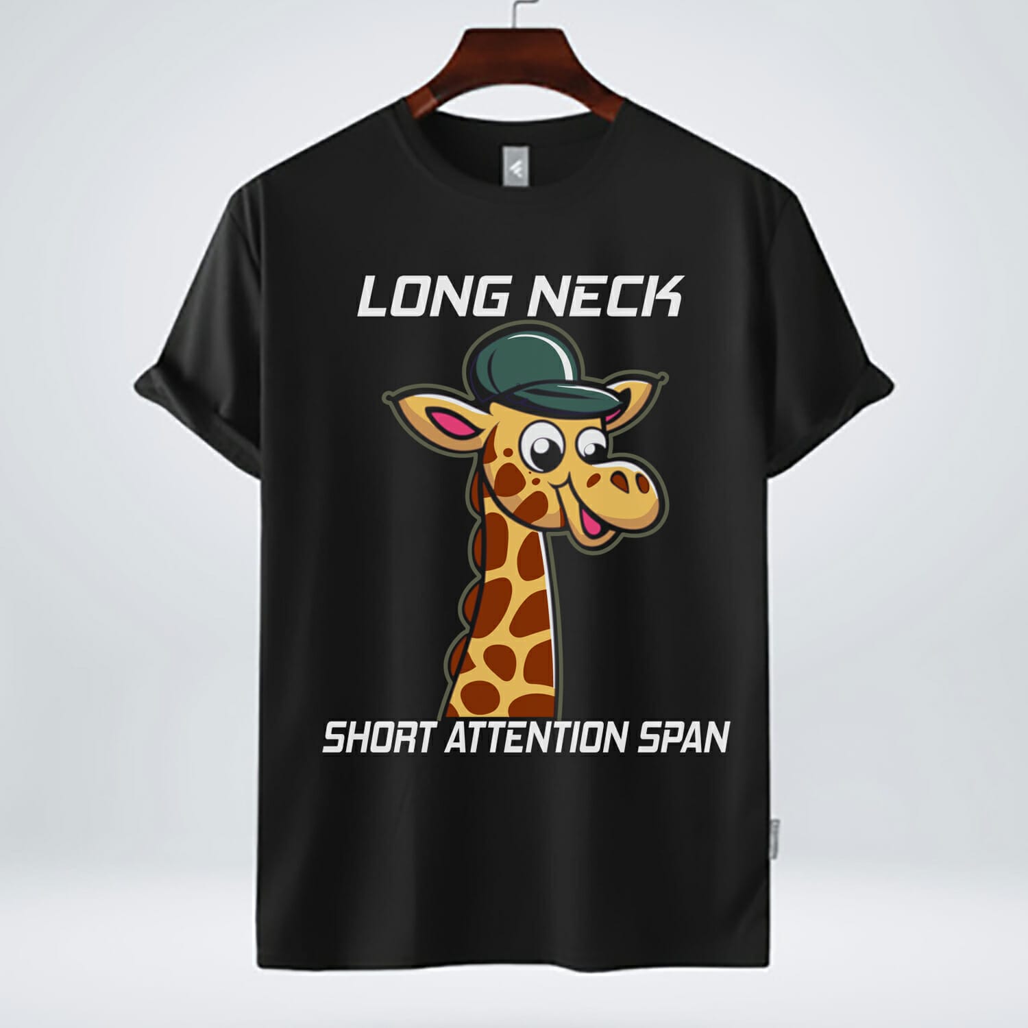 long neck short attention span - giraffe free t shirt design