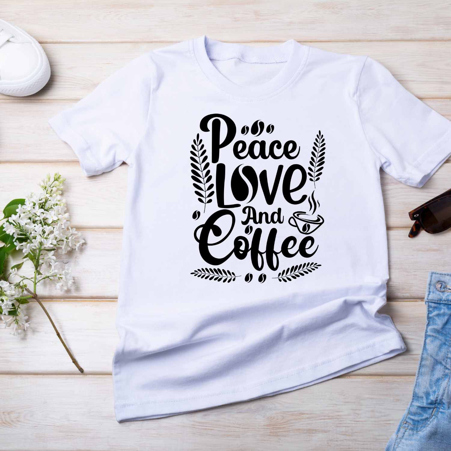 Peace, Love and coffee T-shirt Design