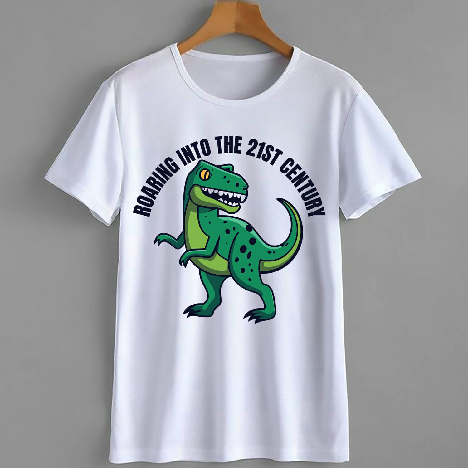 Roaring Into The 21ST Century T-Rex T-Shirt Design