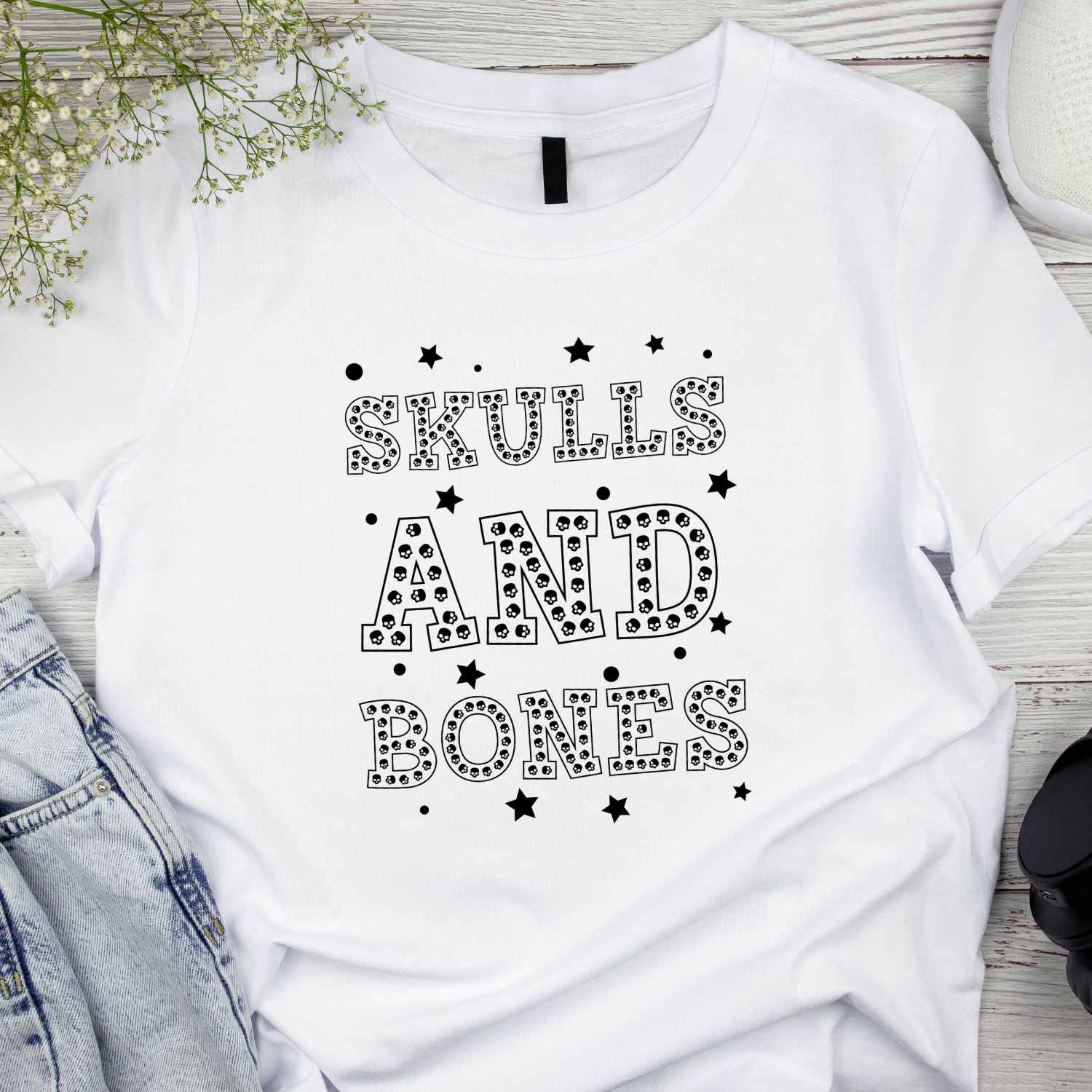 Skulls and Bones Halloween T-shirt Design