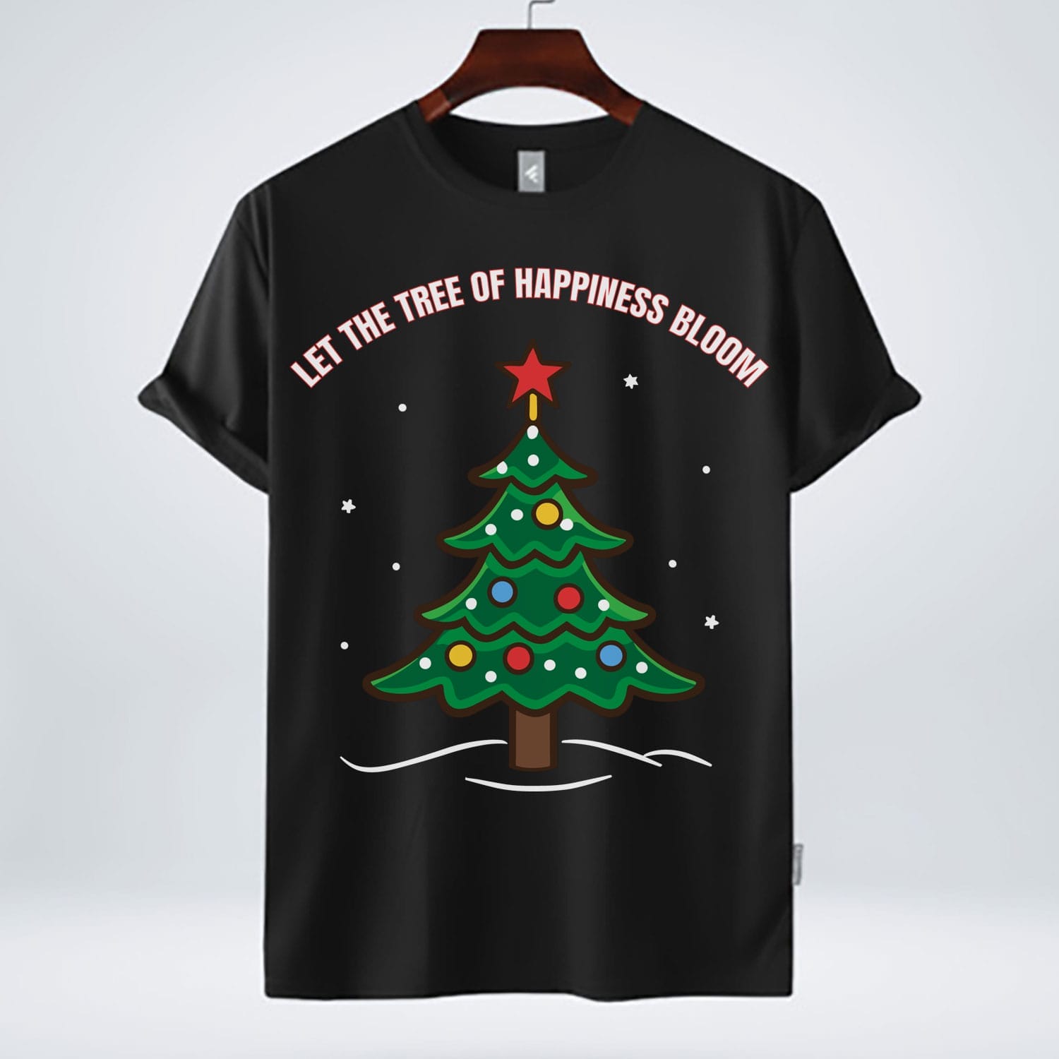 Let The Tree Of Happiness Bloom - Free Christmas T-Shirt Design