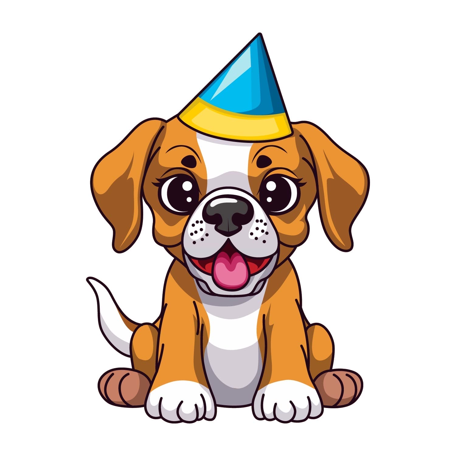 Cute Happy Boxer Puppy With A Birthday Hat