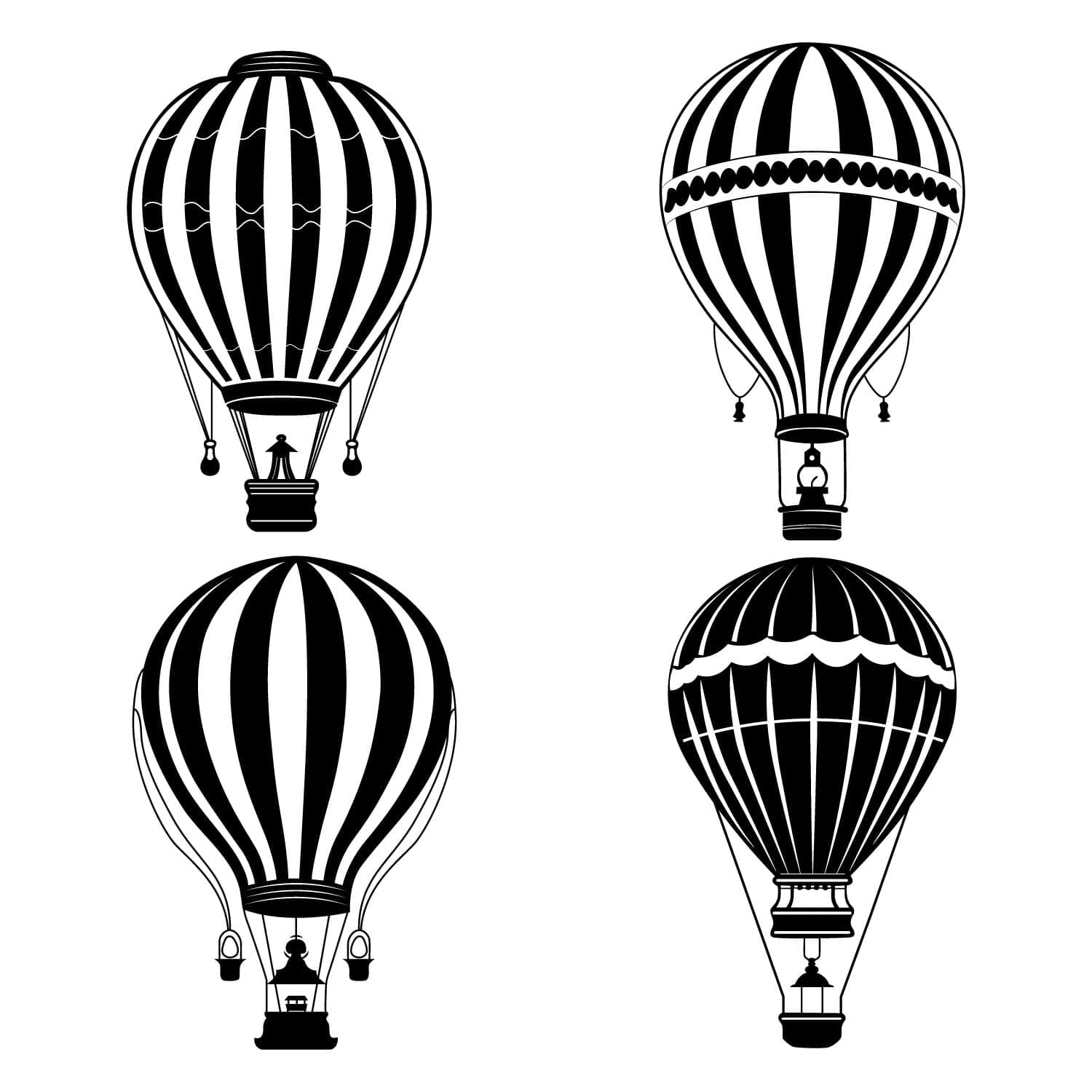 Hot Air Balloon Silhouette - Vector Art