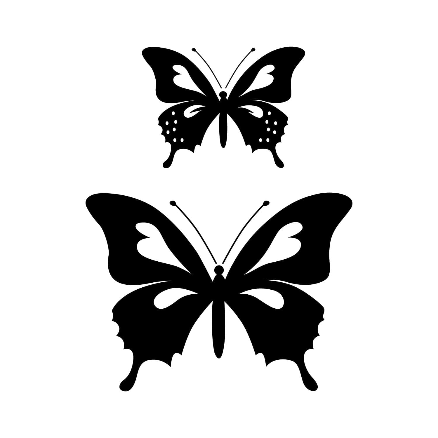Set Of Silhouette Butterflies - Vector Art