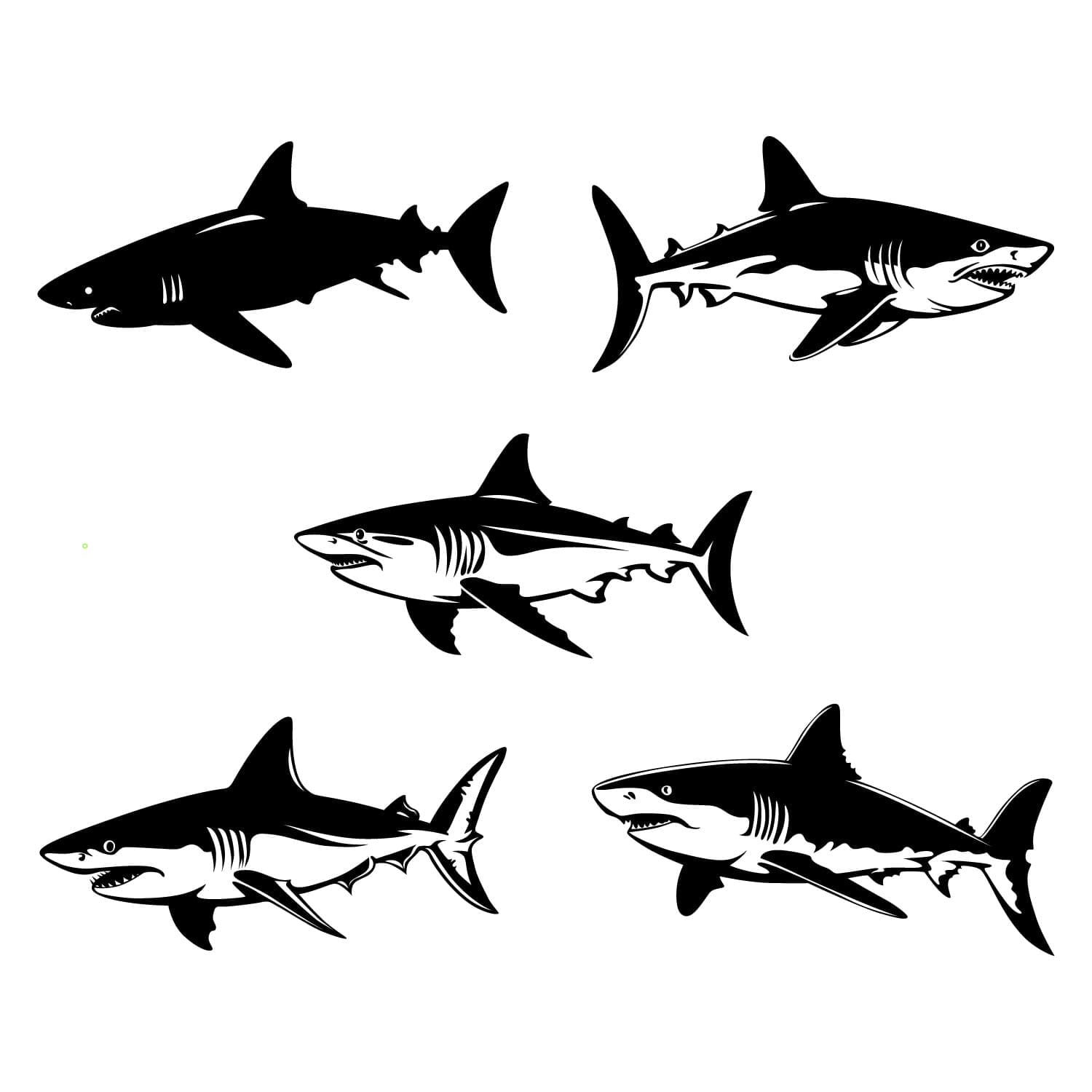 Set of Shark Silhouette - Vector Art