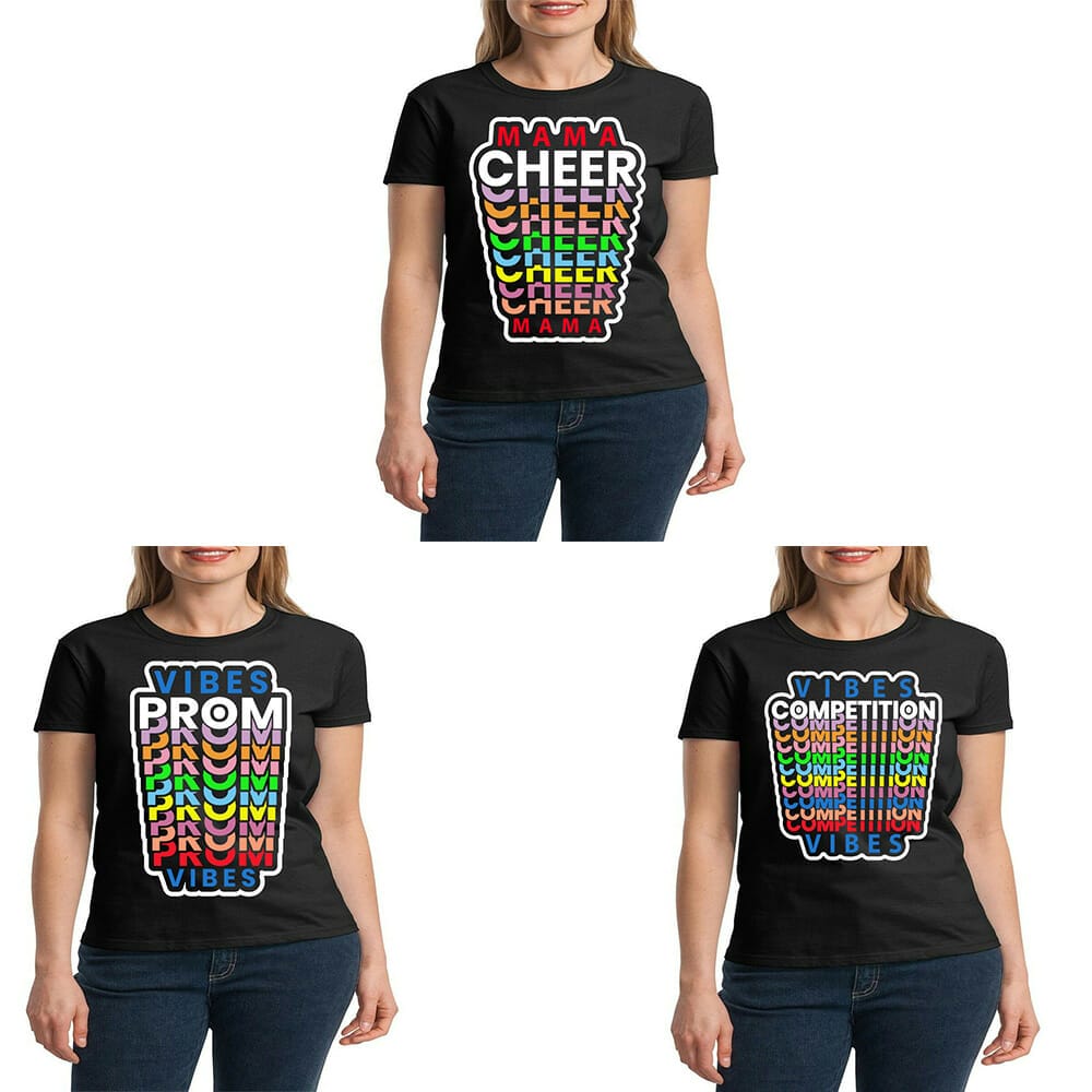 3 special text effects tshirt design bundle for women