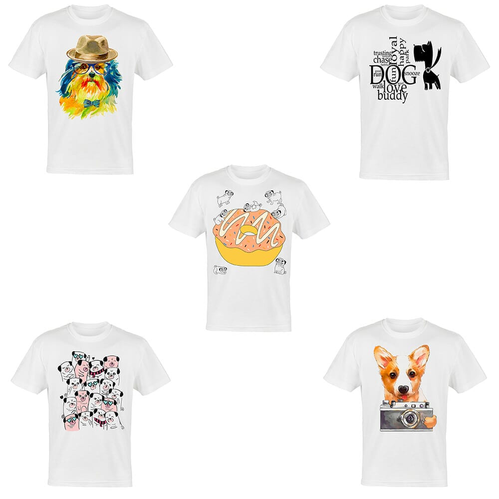 5 dogs tshirt design bundle