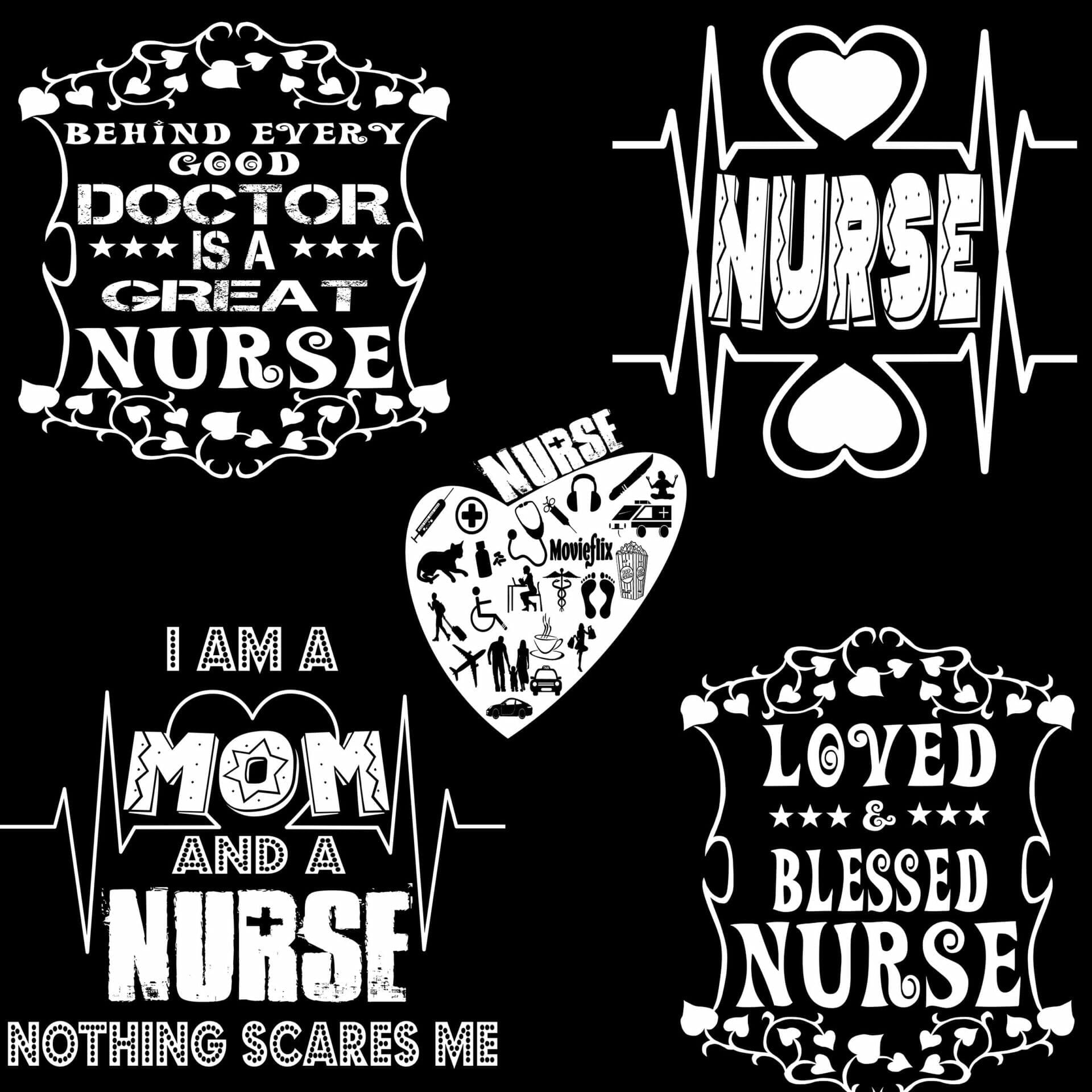 5 nurse tshirt design bundle