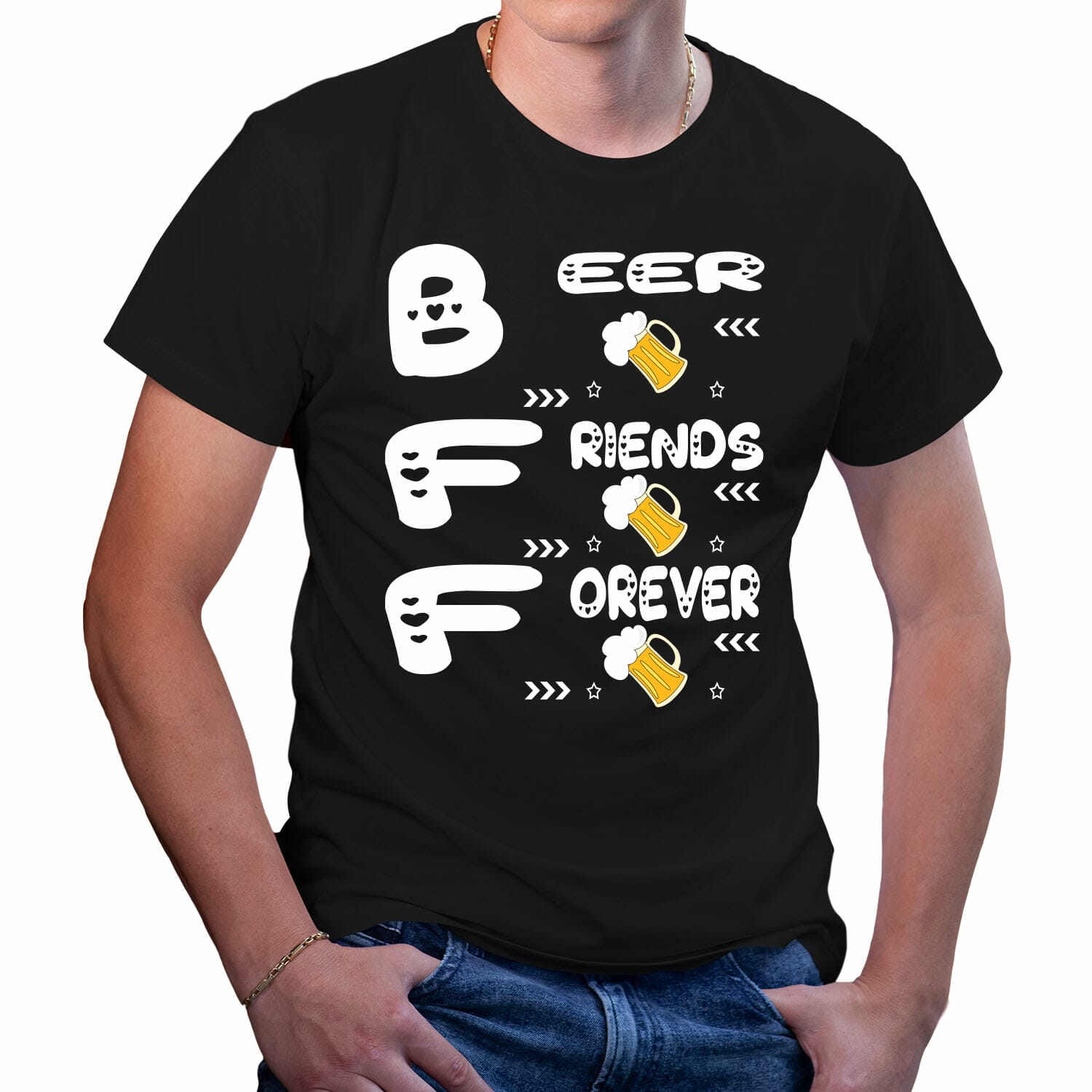 Beer friends for ever - funny tshirt design for men