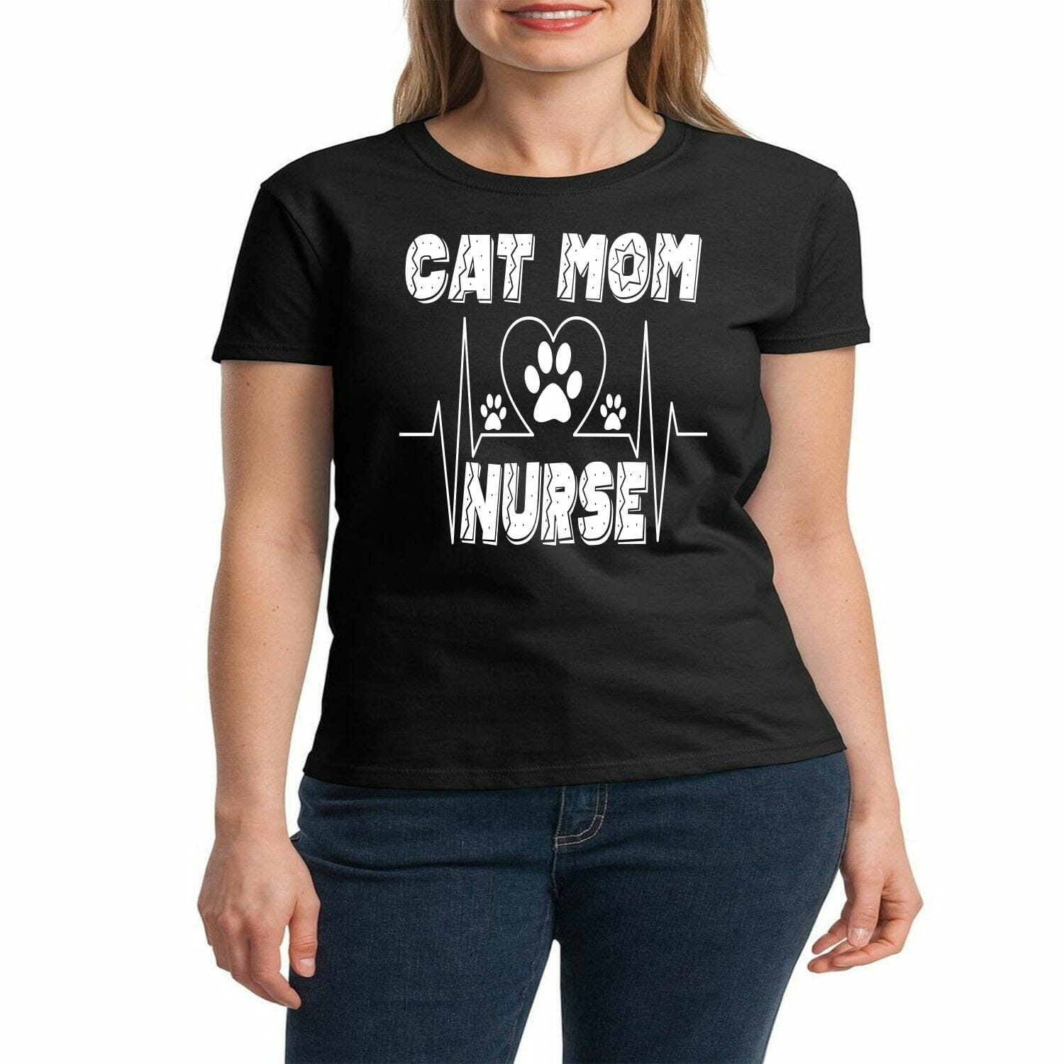 Get the perfect Cat Mom Nurse T-Shirt design for cat lovers. Ideal for DTF and DTG Printing. Instant download available.