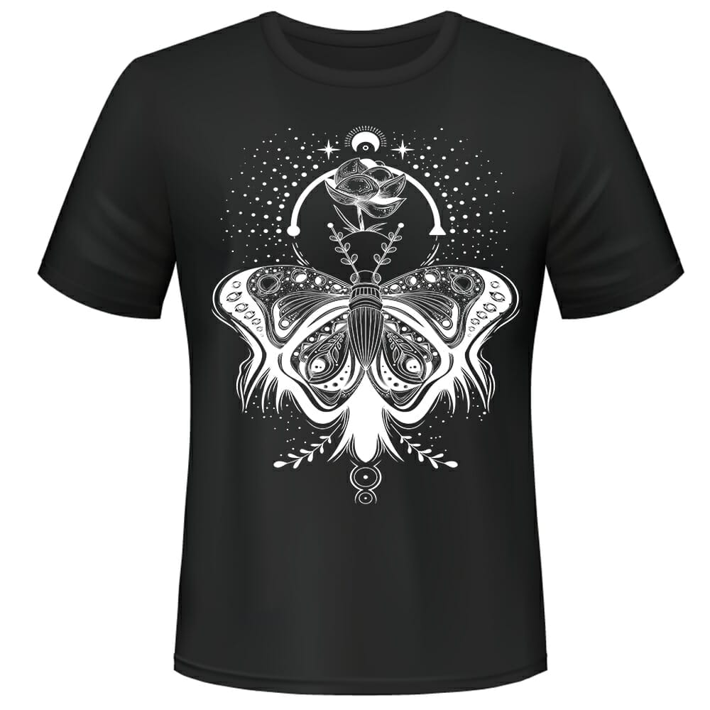 Mystical Moth Tshirt Design for Women