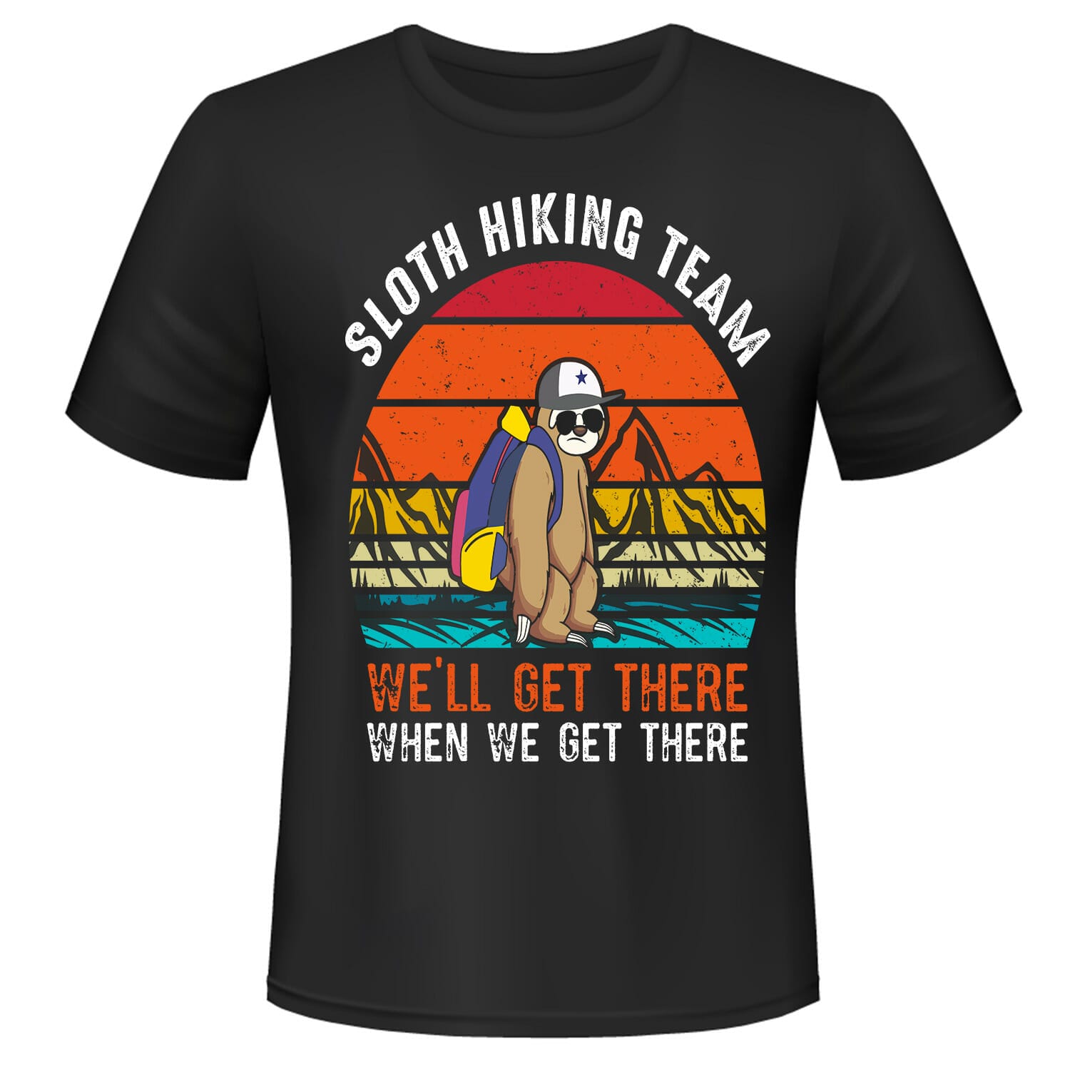 Sloth-hiking-team-Unisex-black-tshirt