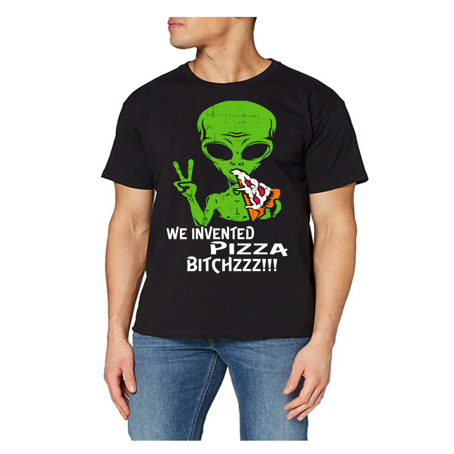 we invented pizza alien tshirt design