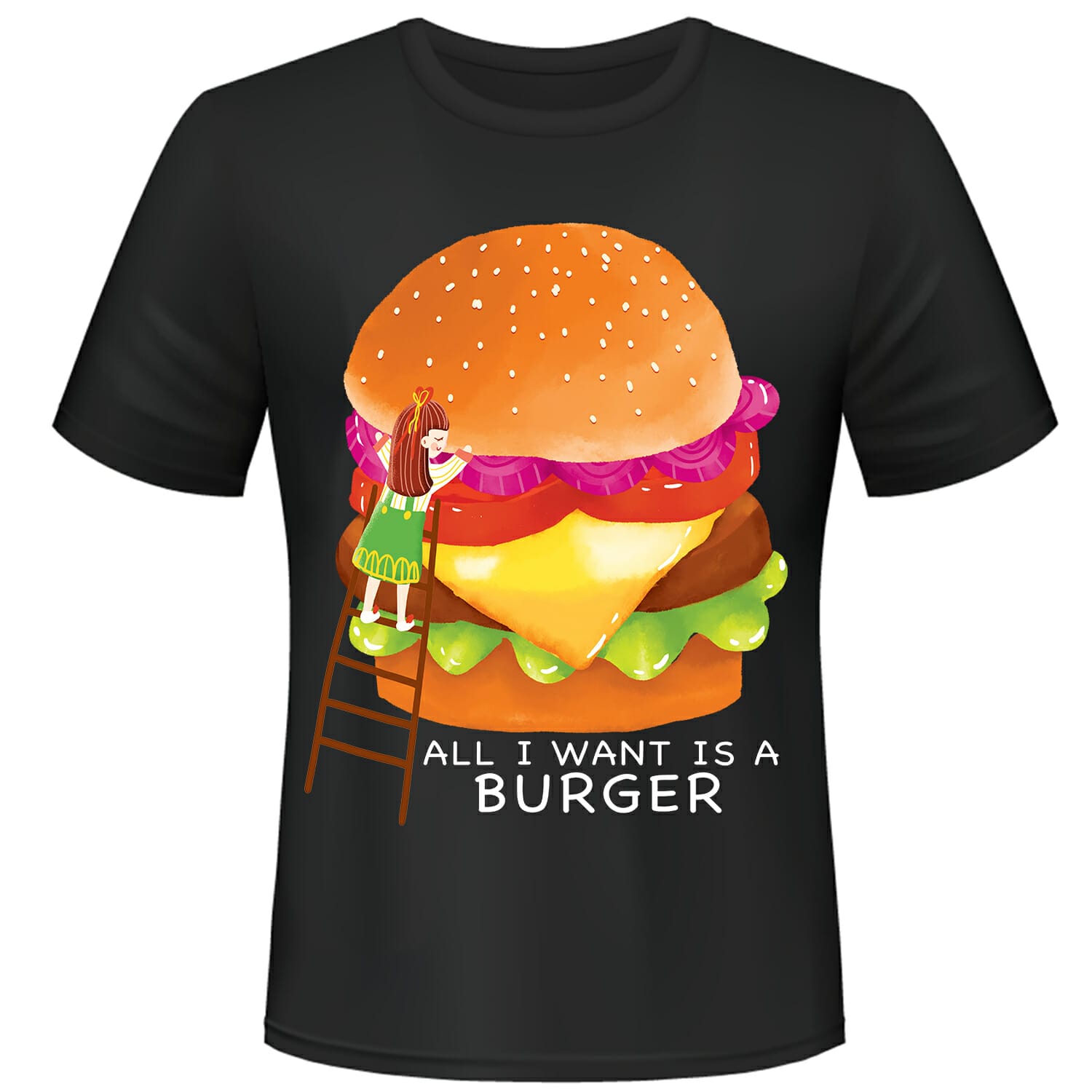 all i want is a burger tshirt design