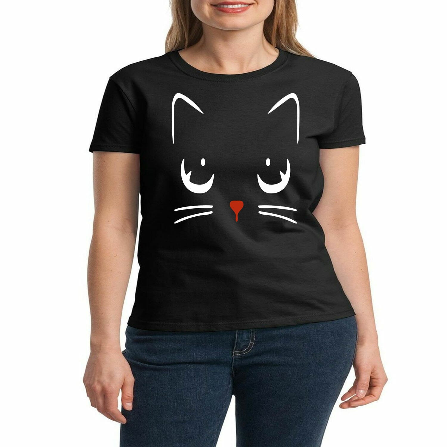Cat Face T-Shirt Design - Perfect For DTG, DTF & White Toner Printing ...