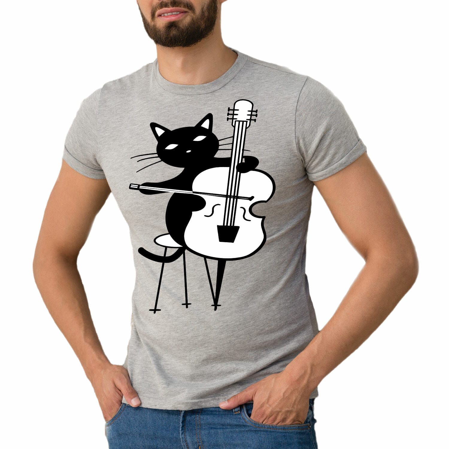 cat playing a violin tshirt design