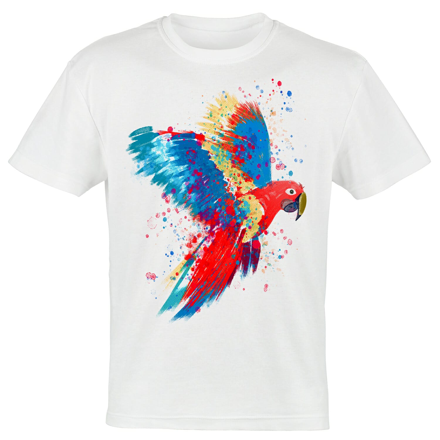 Macaw Parrot watercolour effect. halftone tshirt design