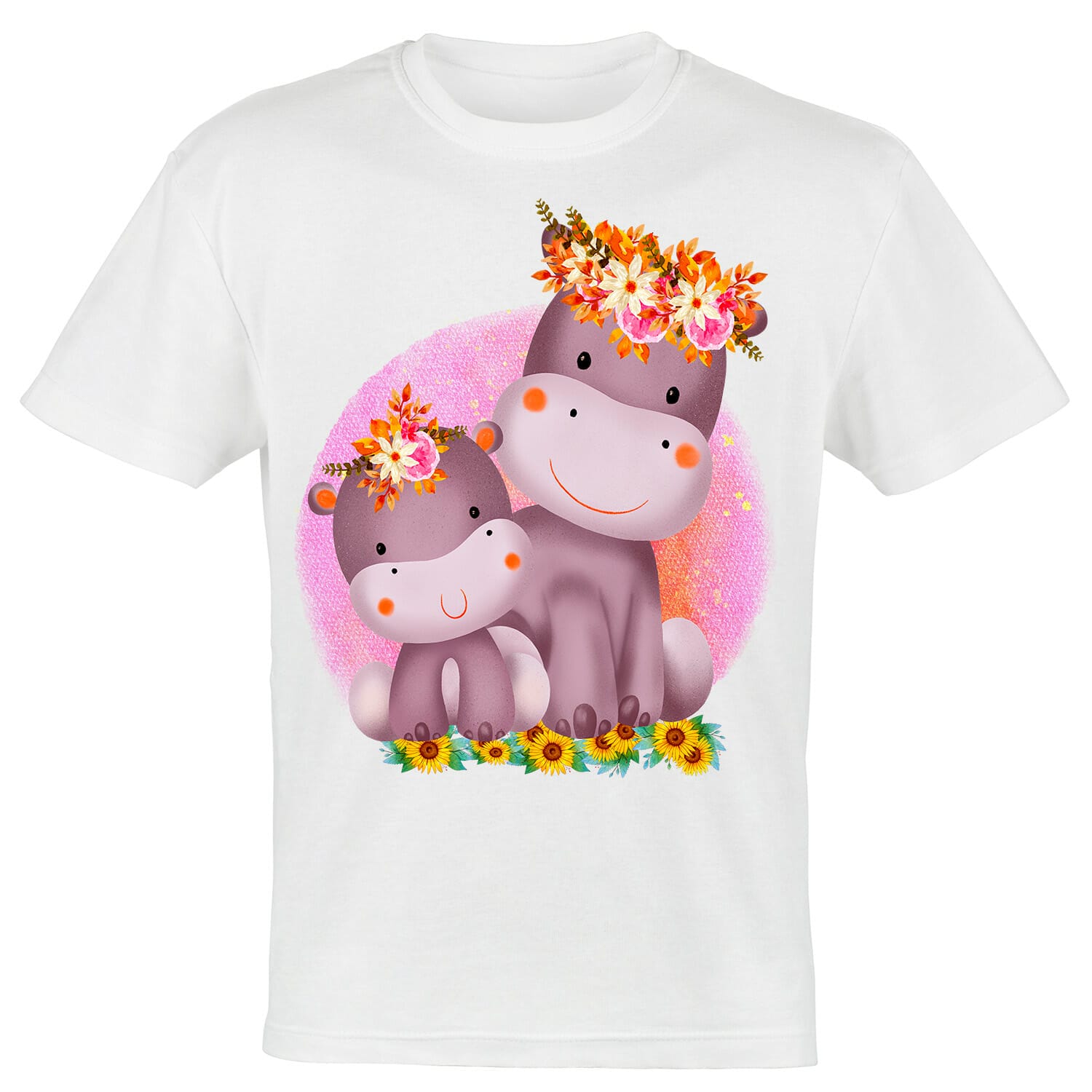mom and baby hippo tshirt design