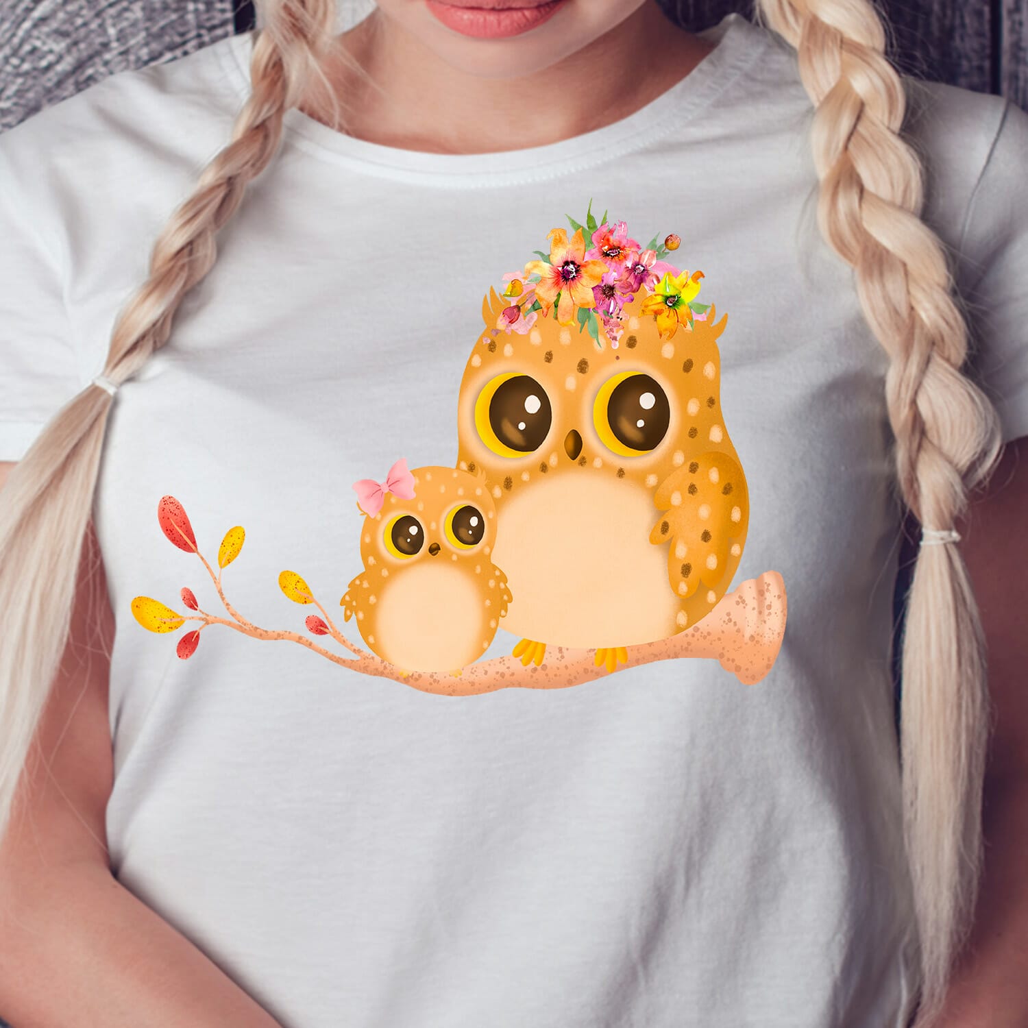 mom and baby owl tshirt design