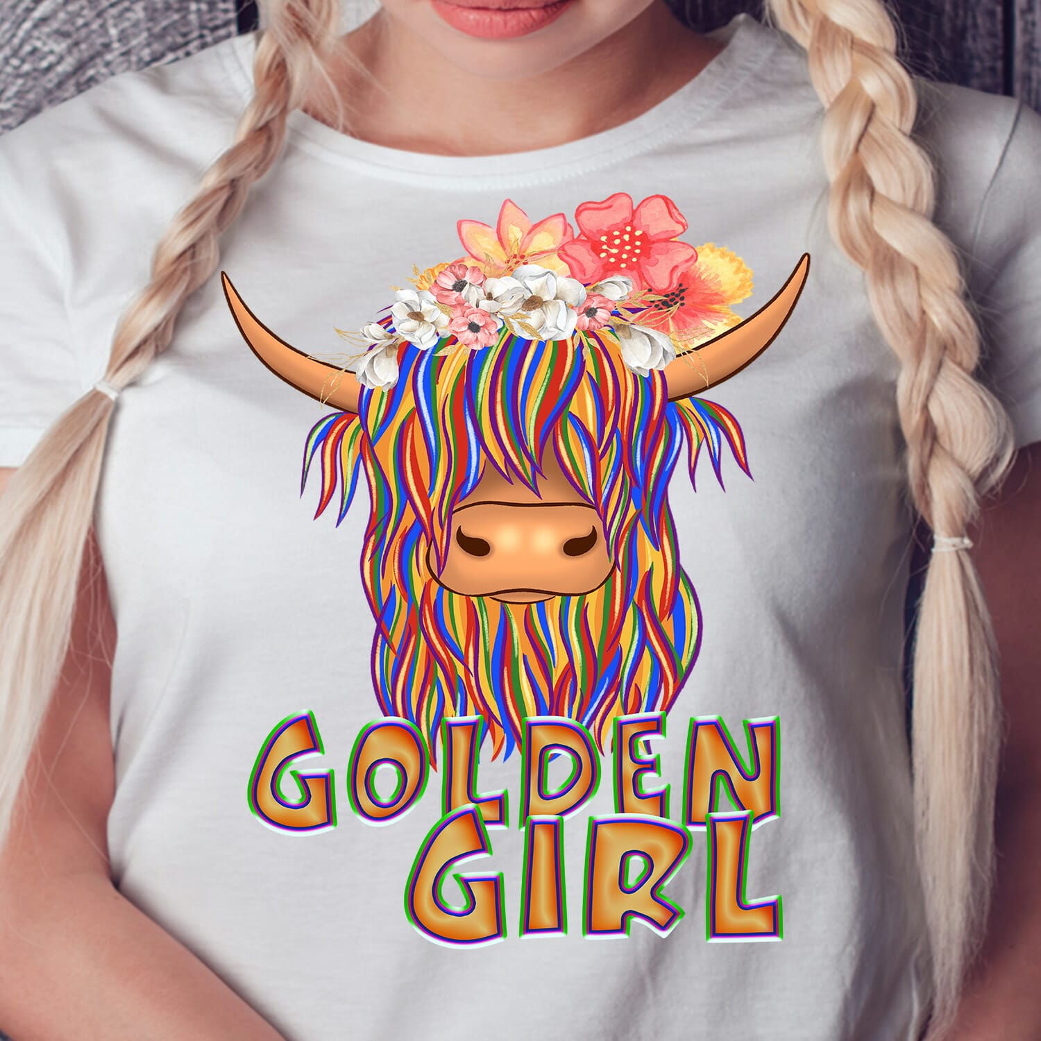 Golden girl cow tshirt design