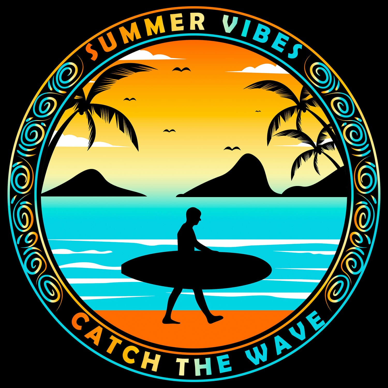 Summer Vibes - Surfing Tshirt Design