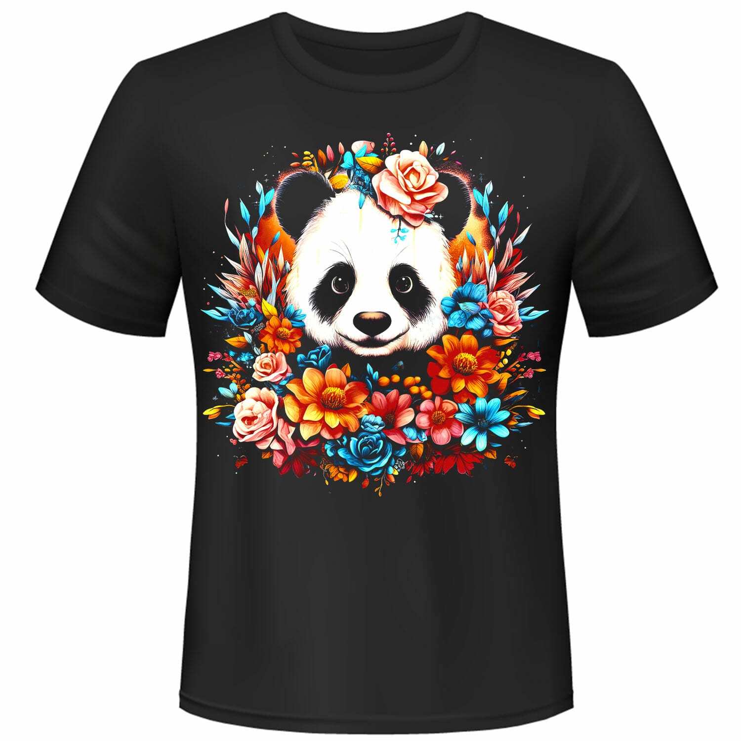 baby panda with flowers