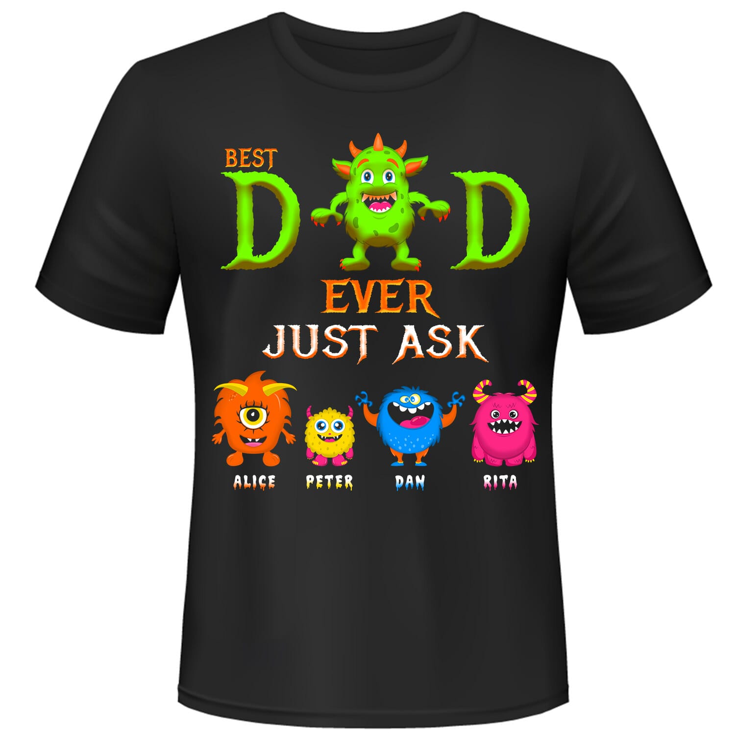 best dad ever funny monster family tshirt design