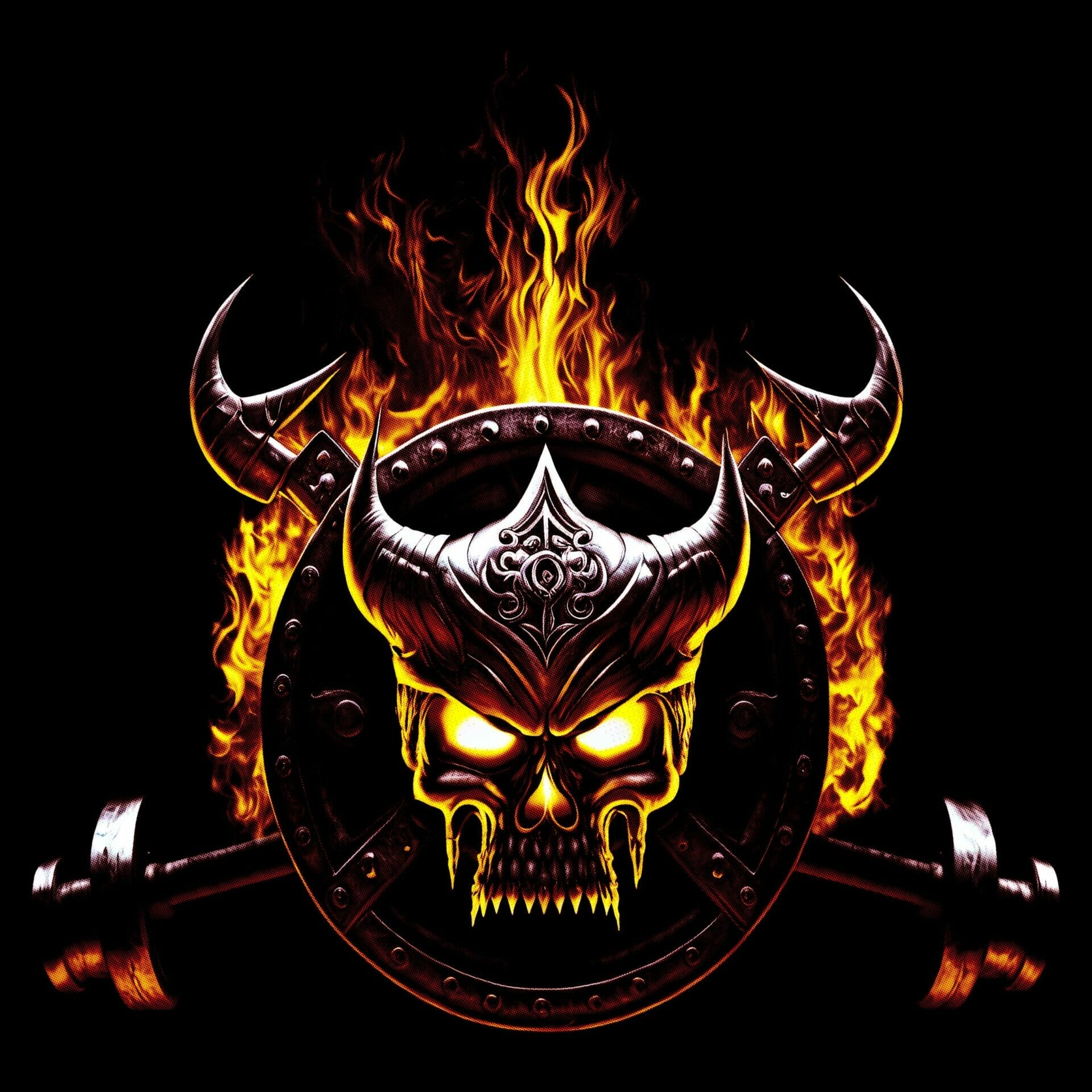 burning viking skull shirt design