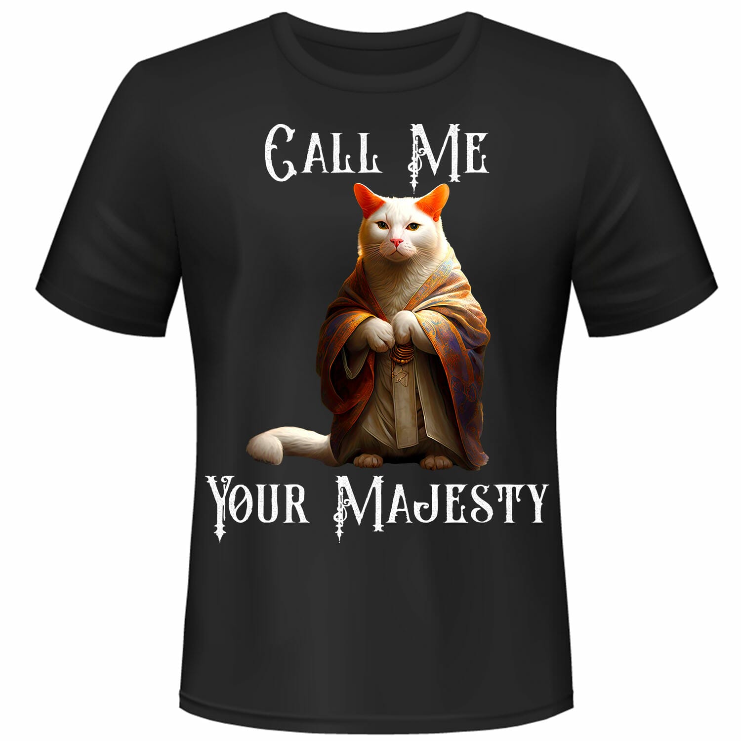 cat in a robe funny tshirt design