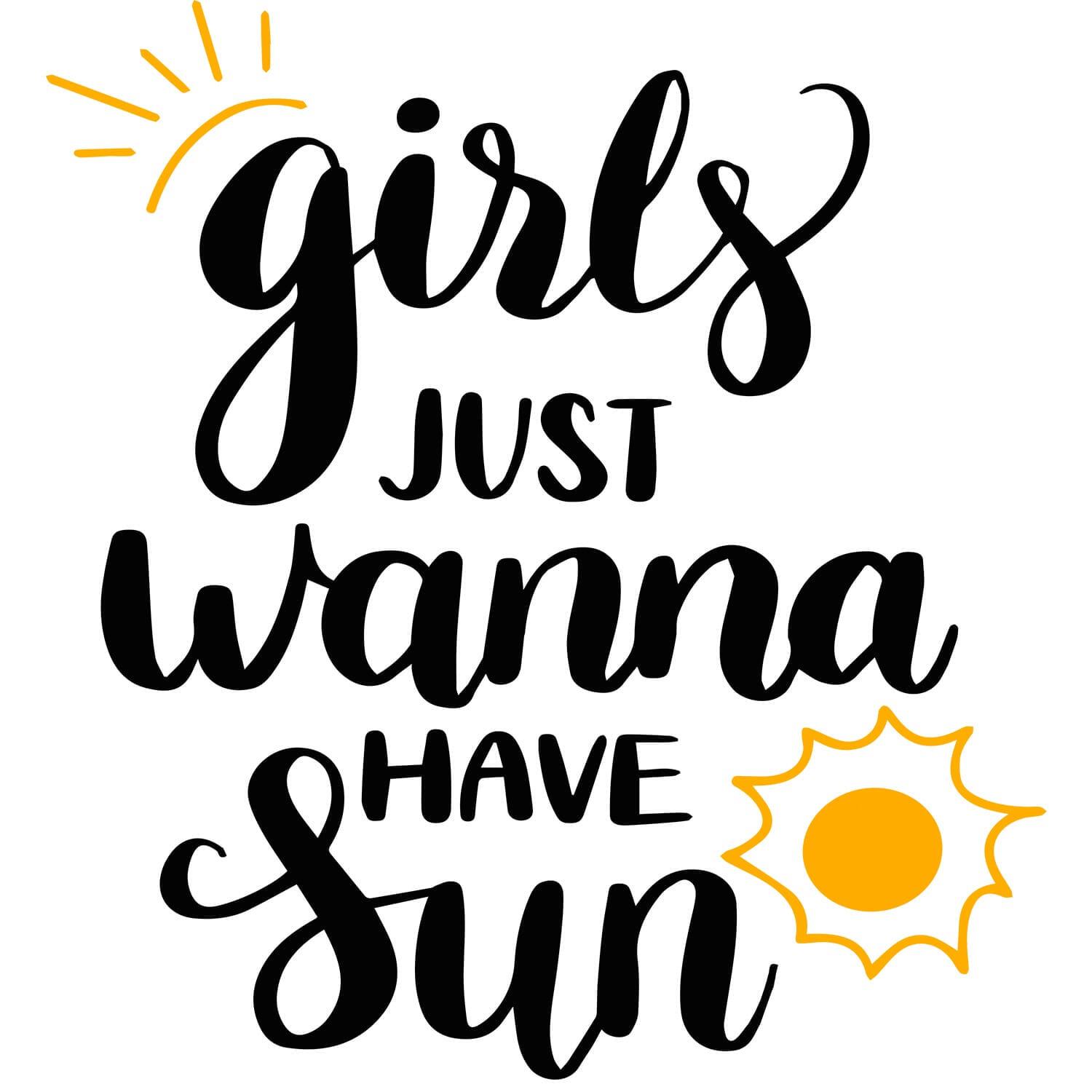 Girls Just Wanna Have Sun T-Shirt Design - Free Download