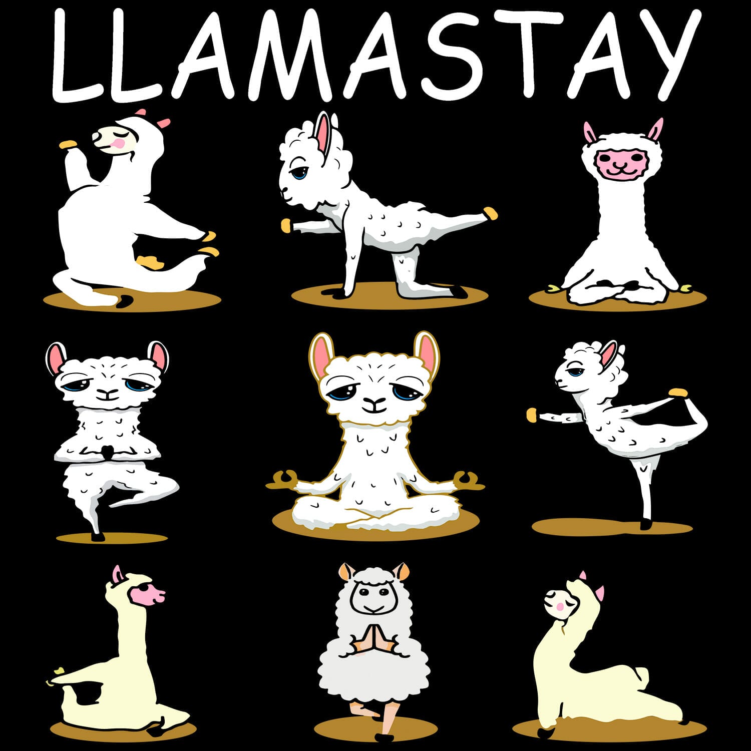 llamastay - llama doing yoga tshirt design