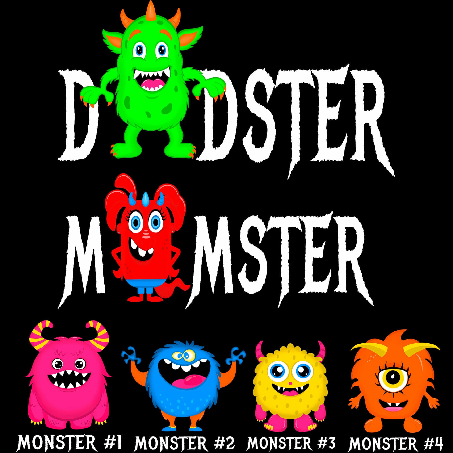 Dadster, Momster - Funny Monster Family T-Shirt Design Bundle