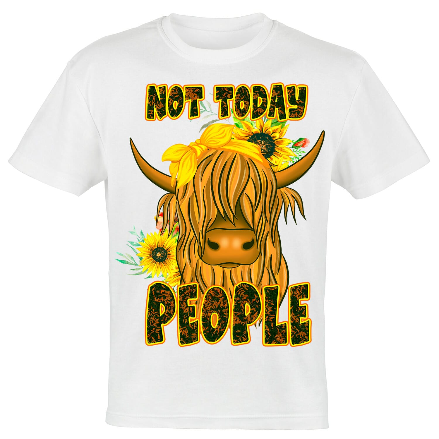 long haired brown cow tshirt design