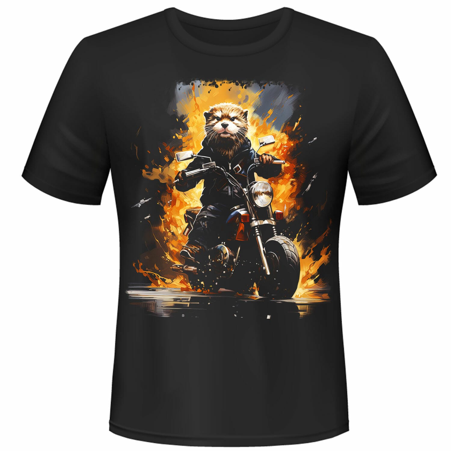 otter riding a bike tshirt design