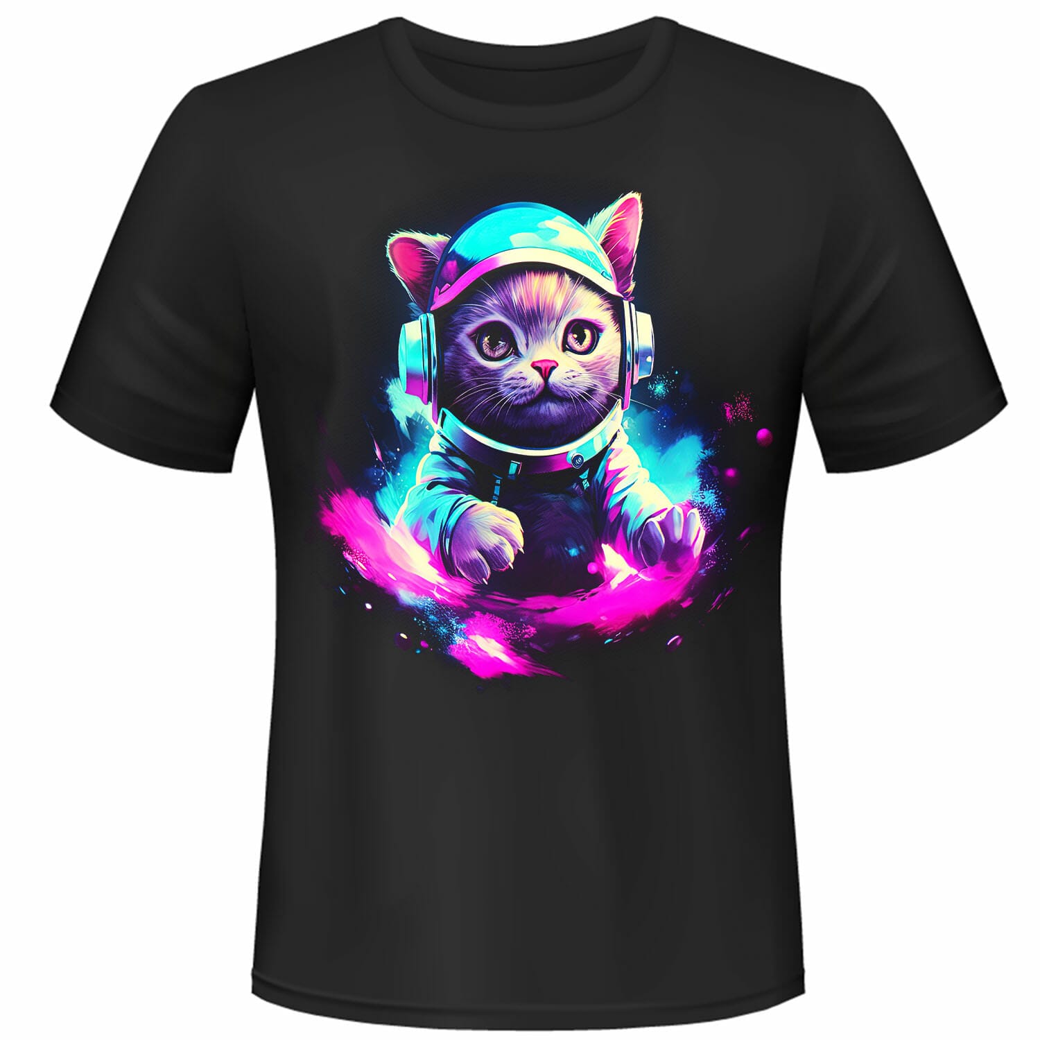 Space Kitten Cyber punk Tshirt Design