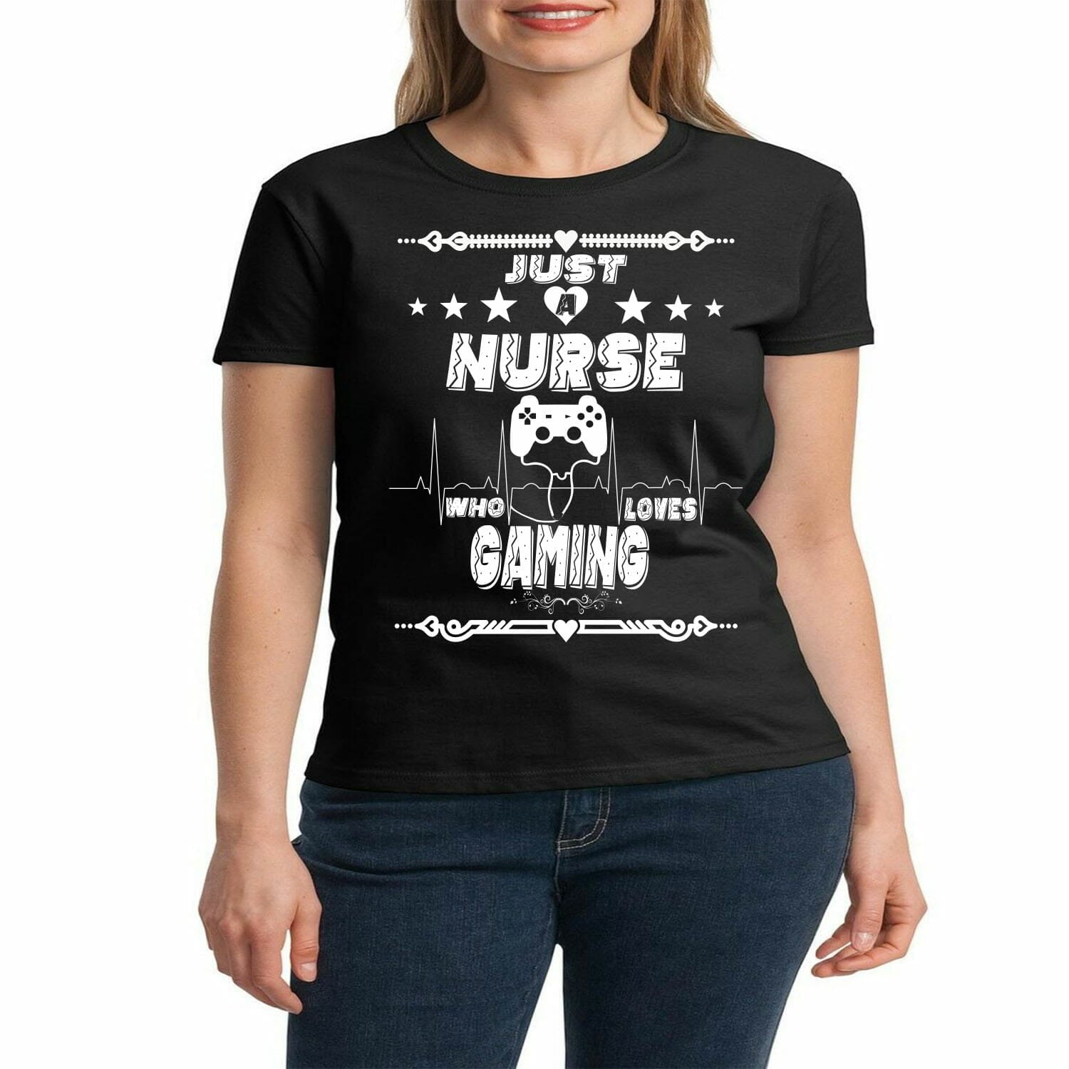 Just A Nurse Who Loves Gaming Tshirt Design.