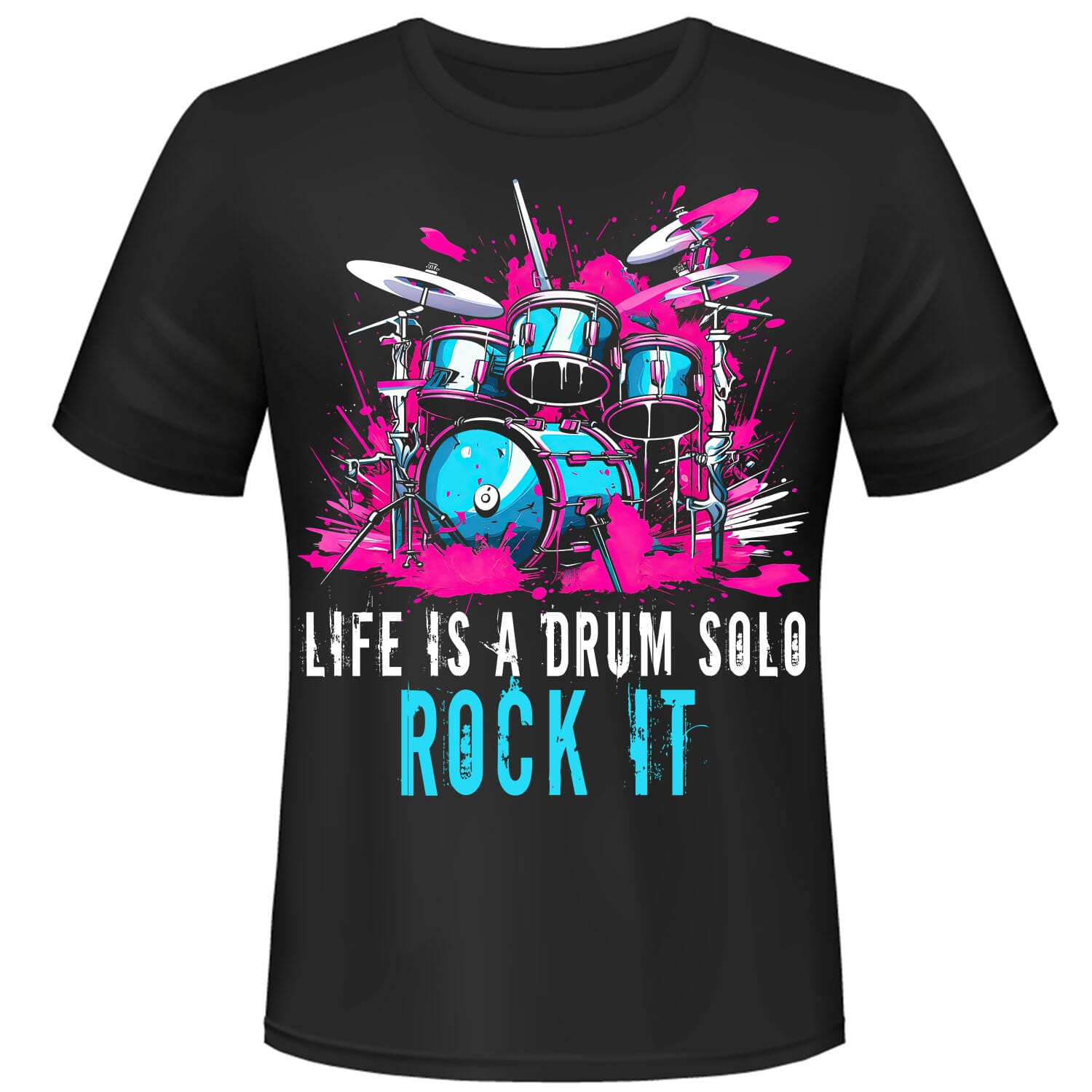 musical drums - life is a drum solo rock it tshirt design