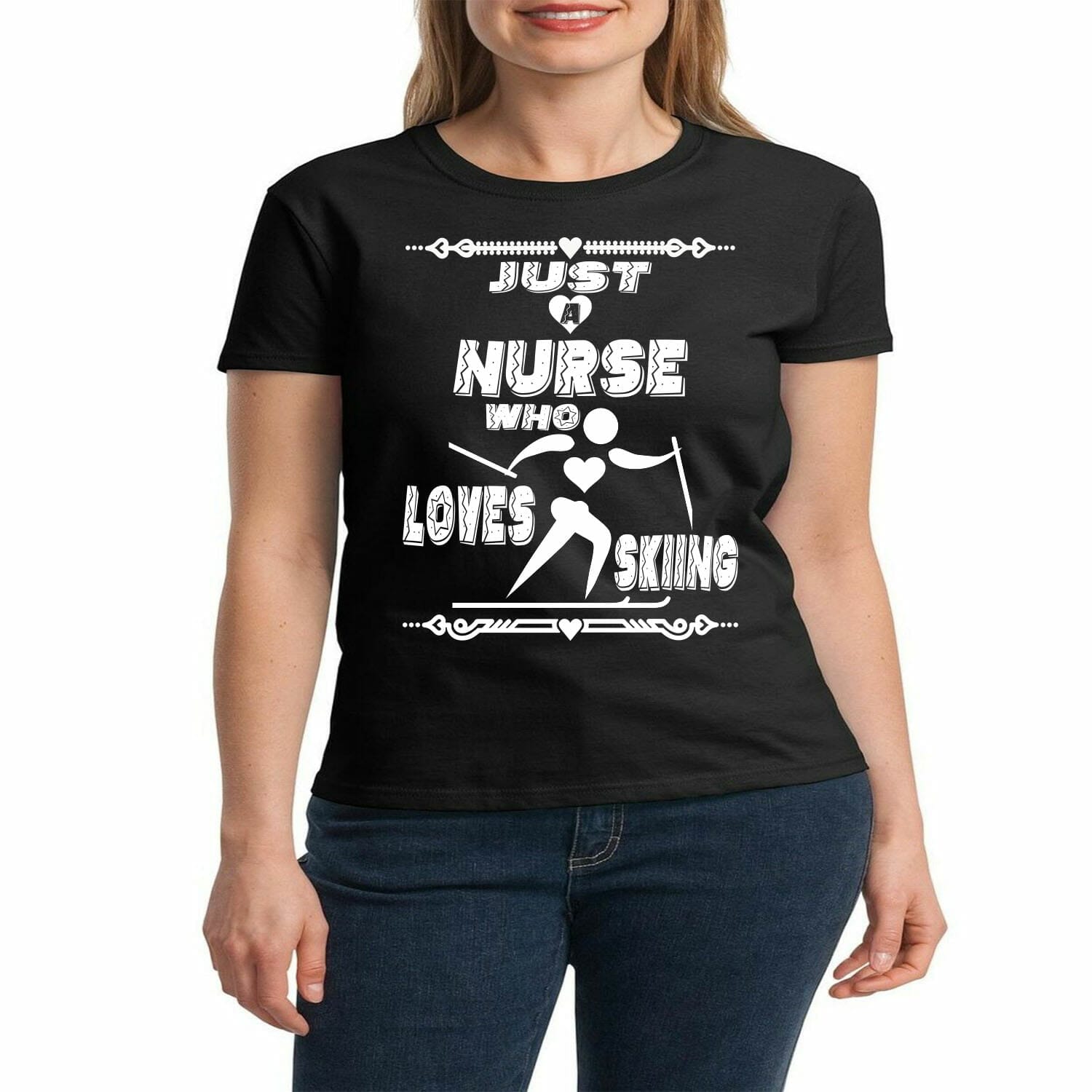 nurse who loves skiing tshirt