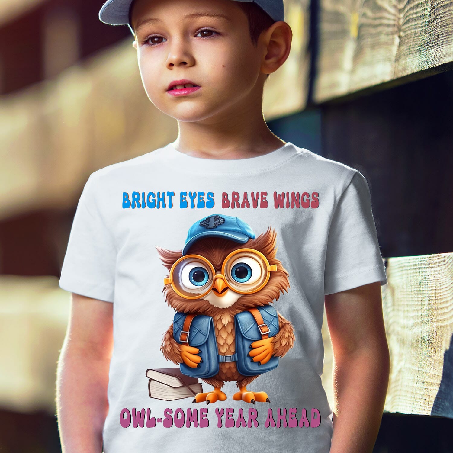 Young Owl Back To School T-Shirt Design For Girls And Boys