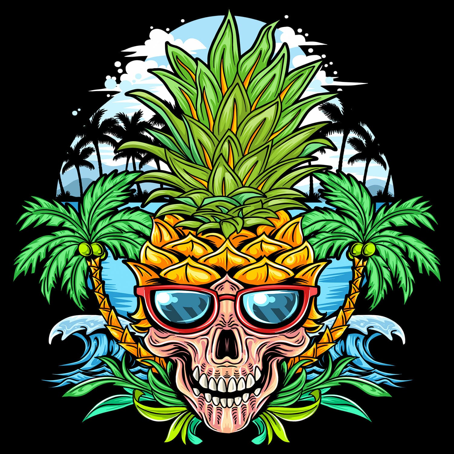 Skull Pineapple TShirt Design.