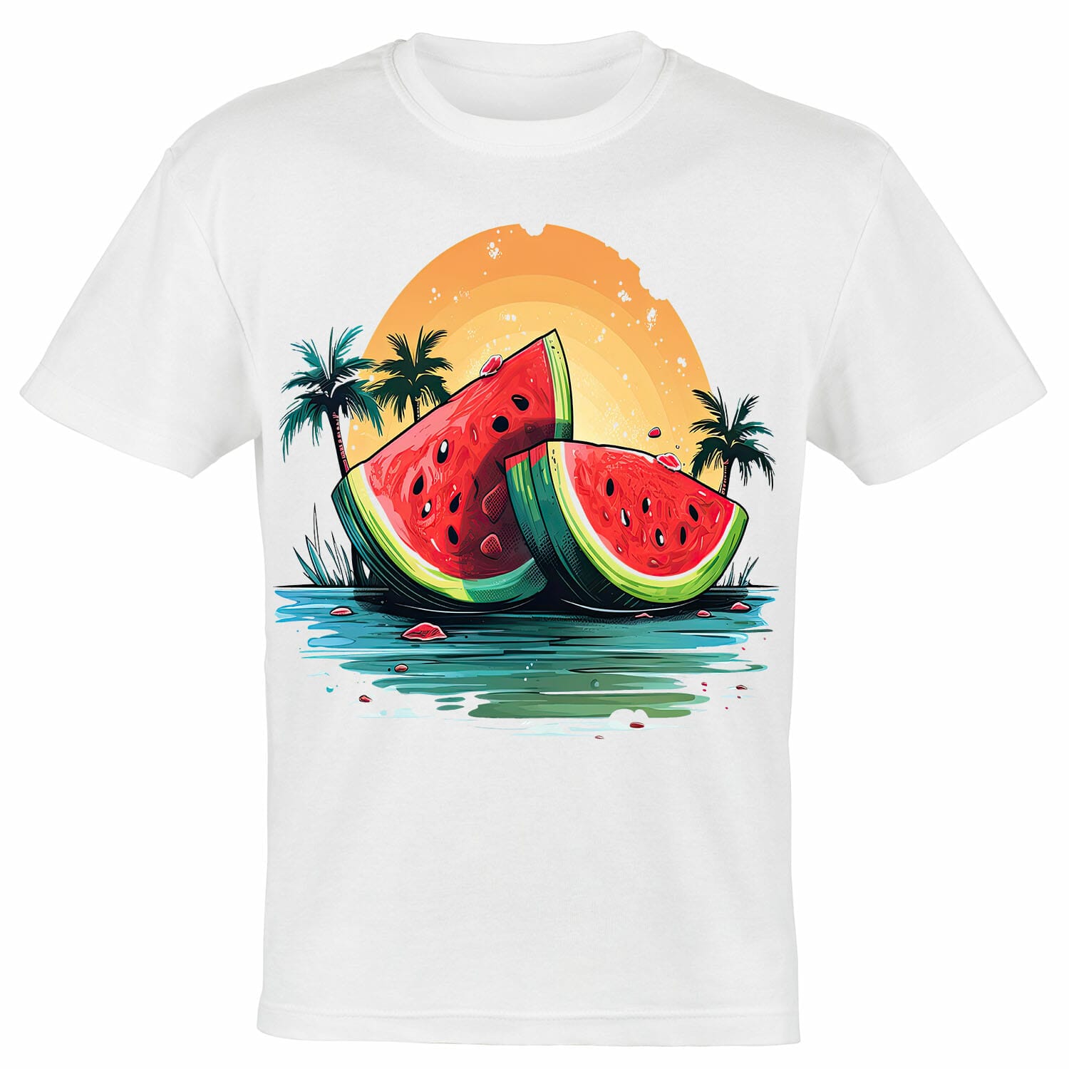 Watermelon Island Retro Style T-Shirt Design