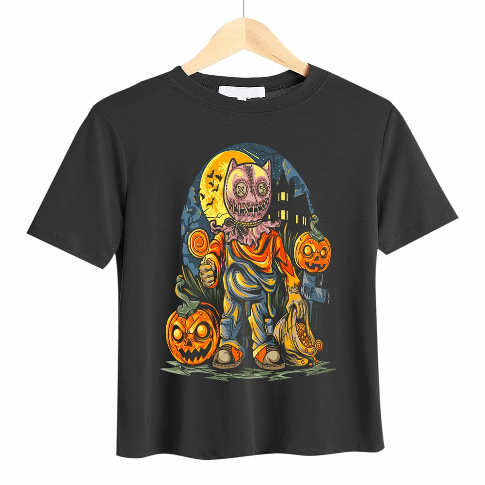 Voodoo Doll With Pumpkins Halloween T-shirt Design