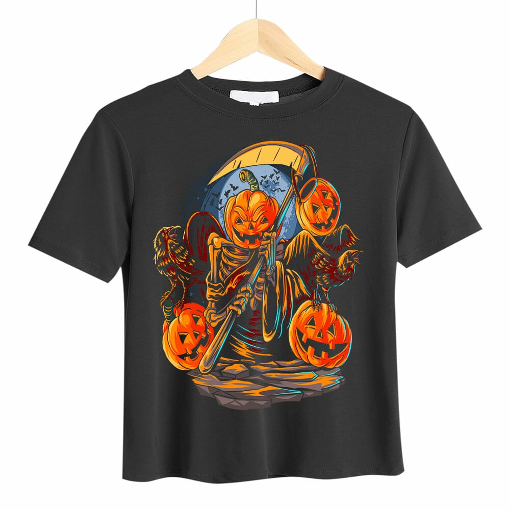 Pumpkin Grim Reaper Halloween T-shirt Design
